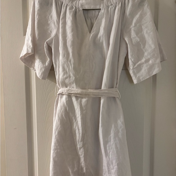 Banana Republic White Off-Shoulder Tie Front Linen Blend Sundress Small - Picture 6 of 8